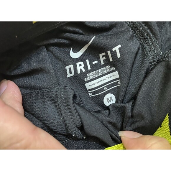 Nike Dri-Fit Shorts Mens medium Black Yellow Side Stripe Performance - Picture 5 of 9